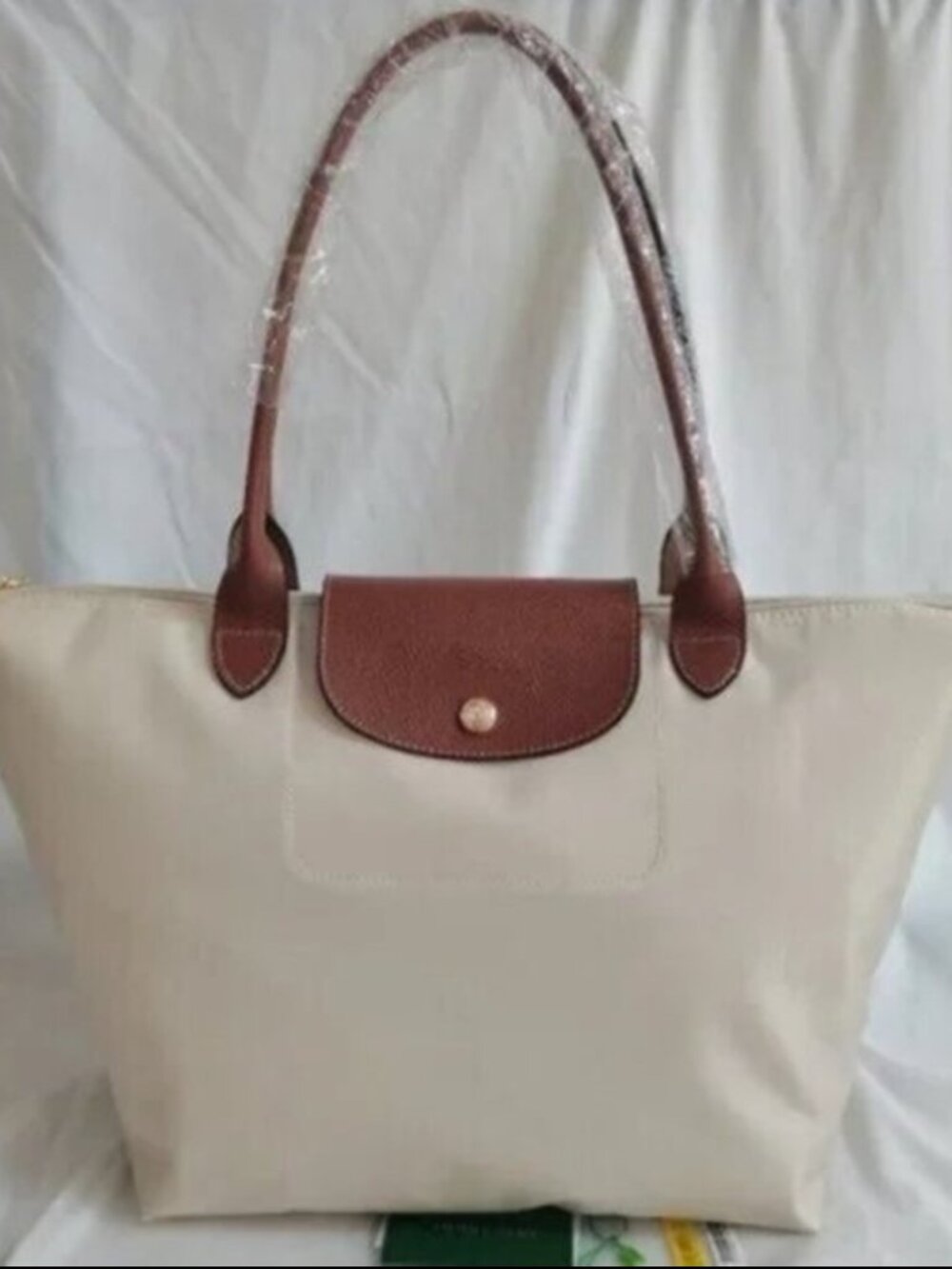 NWT Longchamp Le Pliage Original Small Shoulder Bag | Paper & Cream